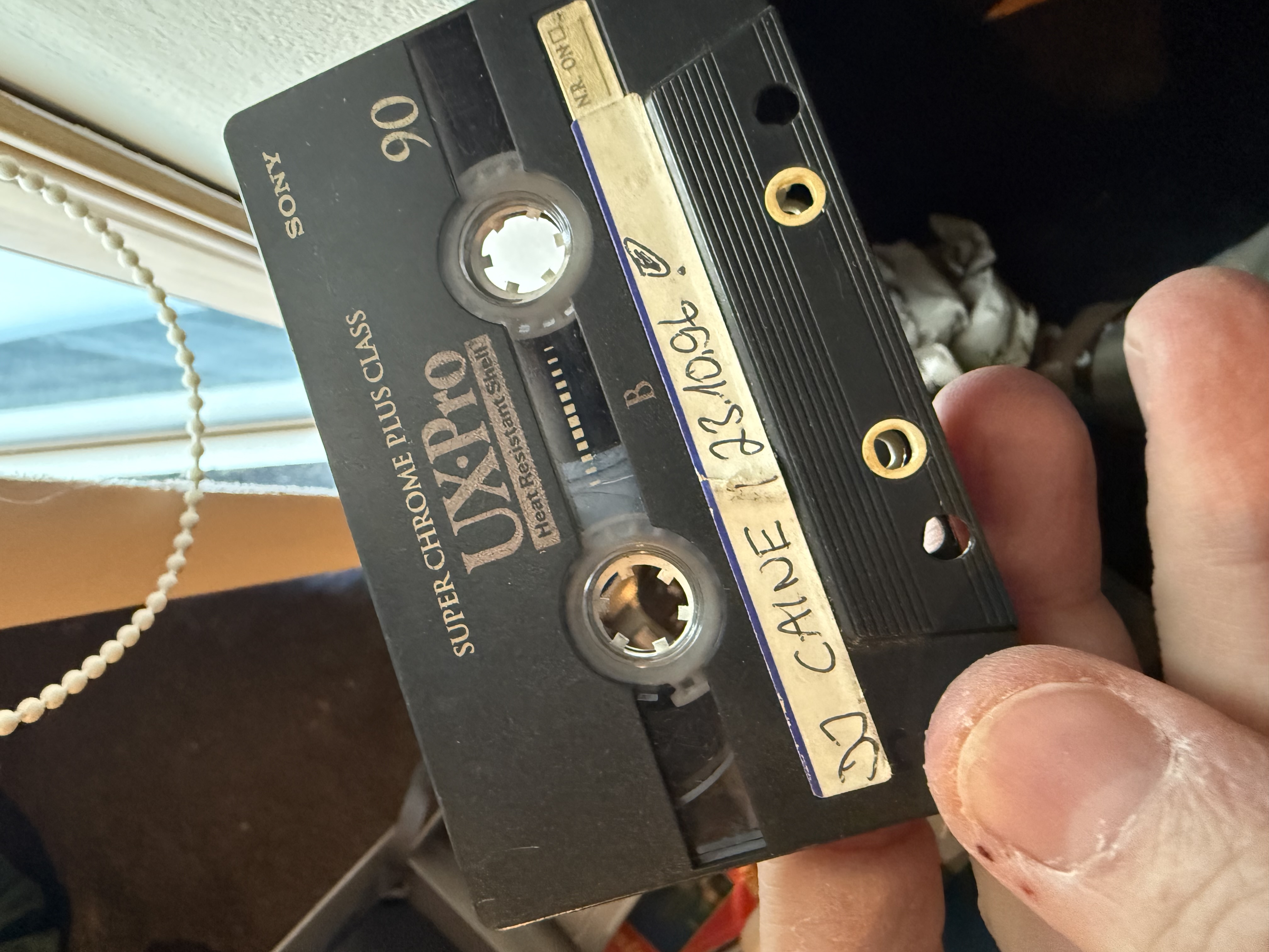 Sony UX-Pro 90 cassette tape labeled DJ Caine, dated 12.10.96